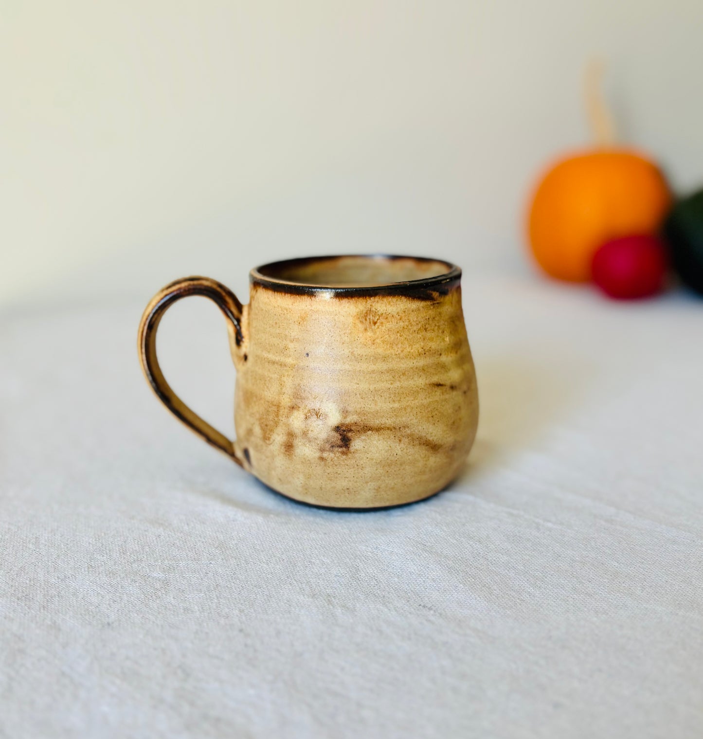 Matte Ginger Mug on Black Stoneware