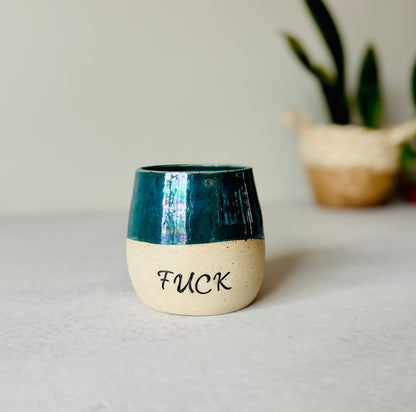 Iridescent “Fuck” Deep Turquoise Mug