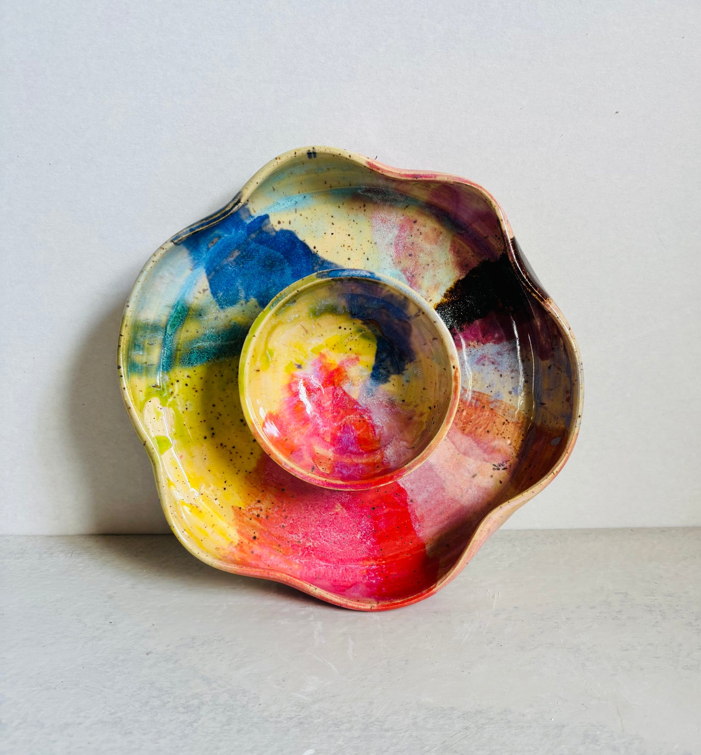 Personal Size Party Platter Rainbow Glaze