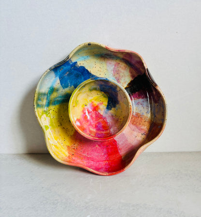 Personal Size Party Platter Rainbow Glaze