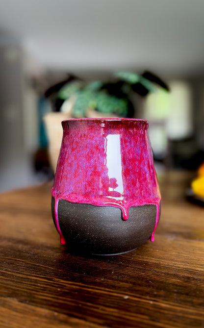 Hot Cherry Pink Drippy Vase