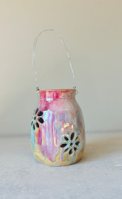 Iridescent Hand Carved Flower Lantern