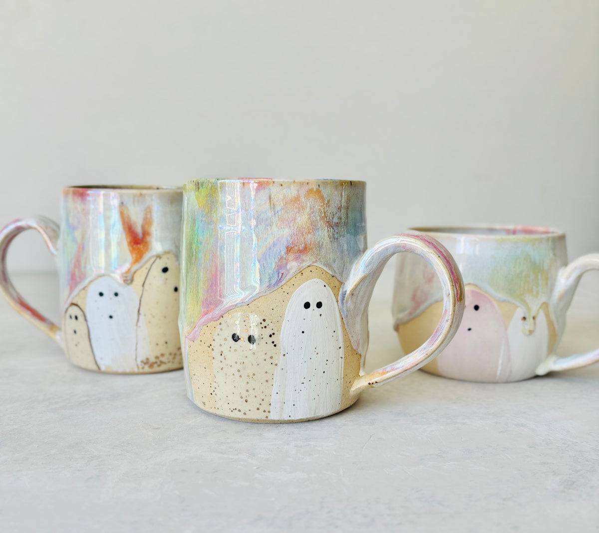 Iridescent Pastel Rainbow & 22k Gold Ghost Mug