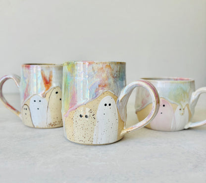 Iridescent Pastel Rainbow & 22k Gold Ghost Mug