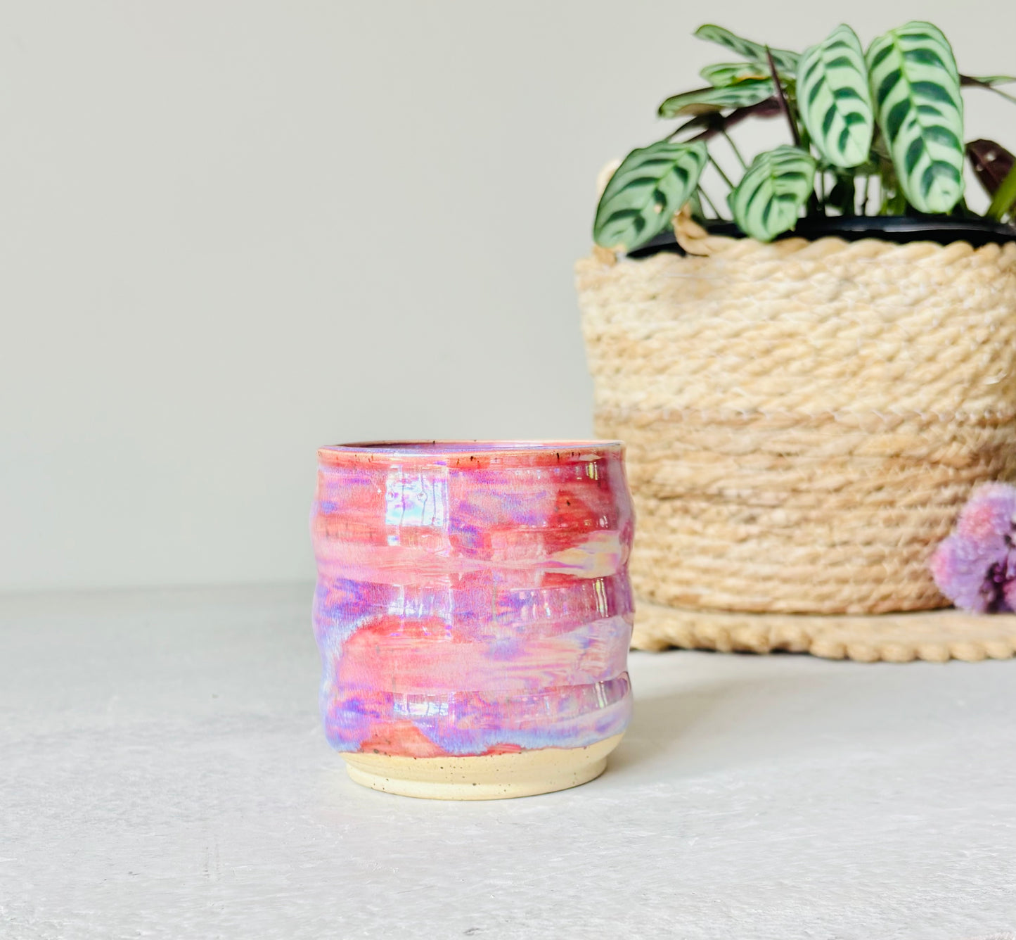 Iridescent Ripple Mug in Cosmic Rose Glaze (16 fl oz)