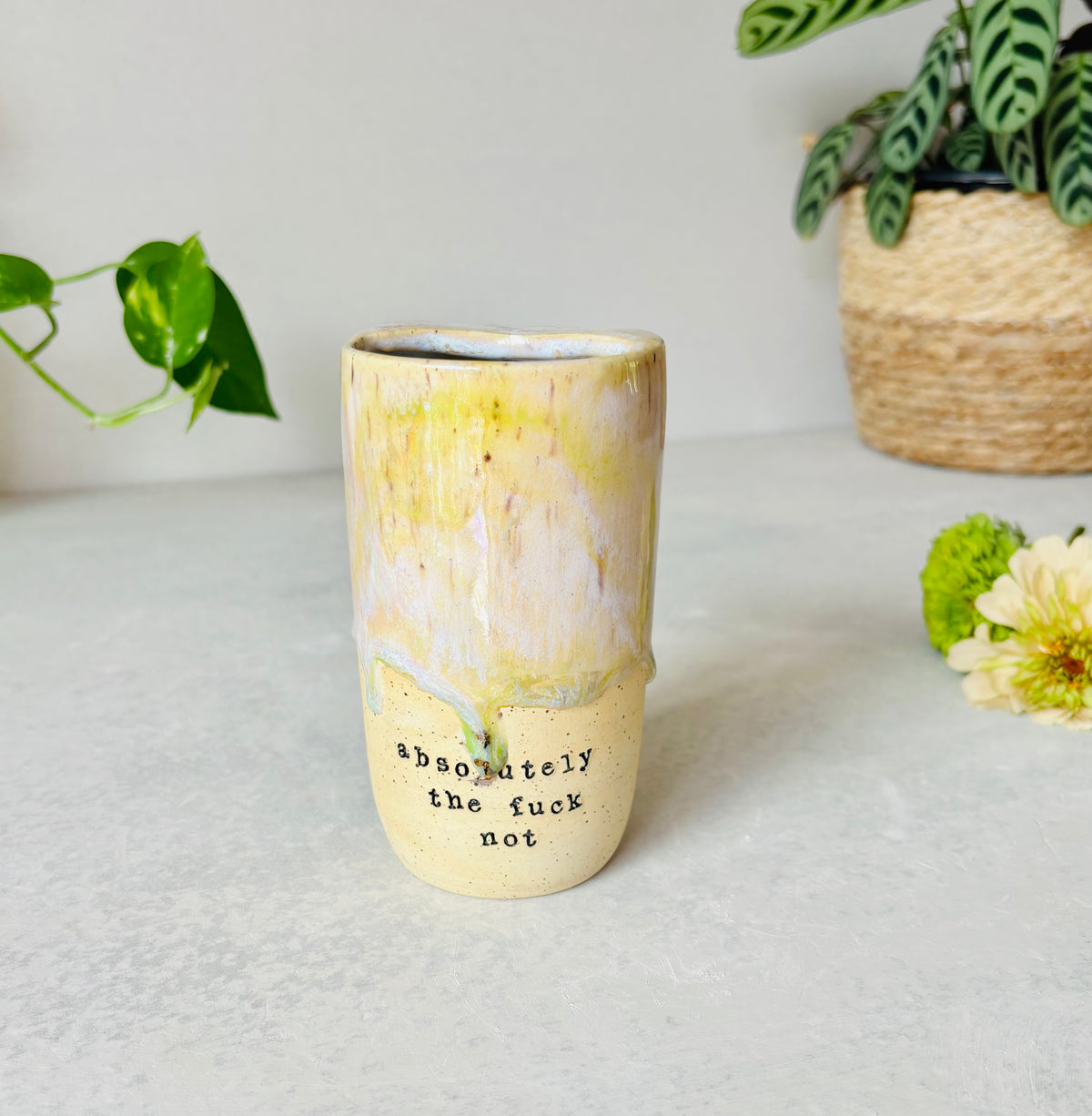 Absolutely the Fuck Not Travel Mug in Iridescent Spring Green (Second)