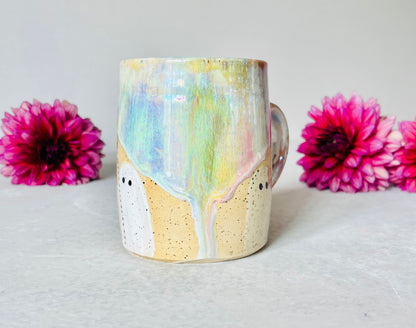 Iridescent Pastel Rainbow & 22k Gold Ghost Mug