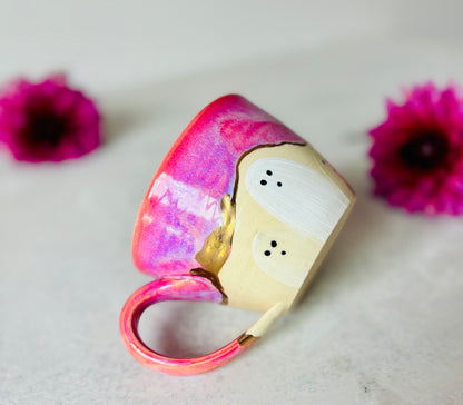 Golden Glaze Line Pink Ghost Mug