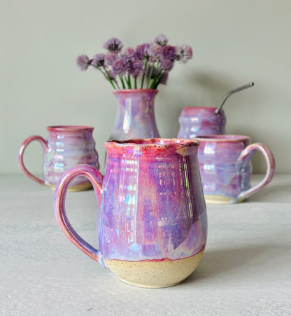 Iridescent Petal Rimmed Mug in Cosmic Rose Glaze (16 fl oz)