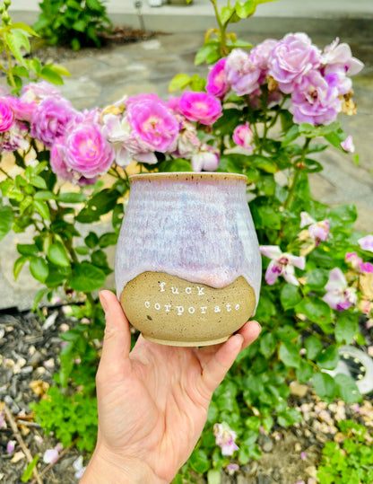 “Fuck Corporate” Mug in Floating Lavender