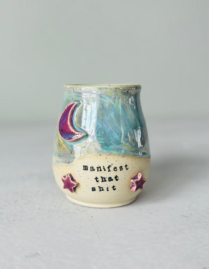 Manifest That Shit Mug in Iridescent Sea Foam Green (12 fl oz) (Second)