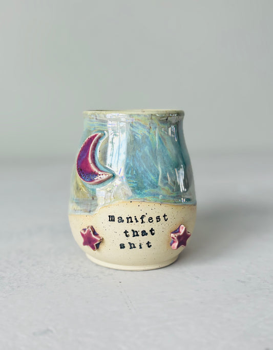 Manifest That Shit Mug in Iridescent Sea Foam Green (12 fl oz) (Second)