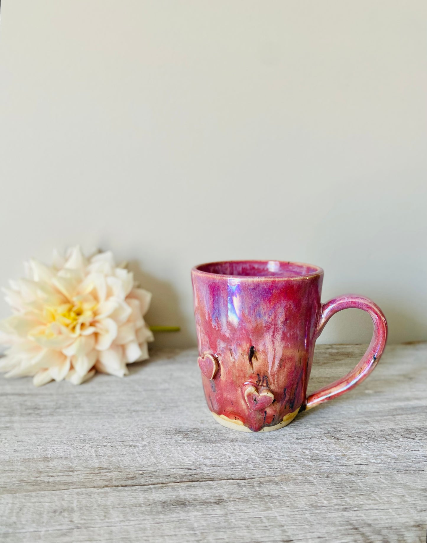 Iridescent Dark Pink Heart Mug