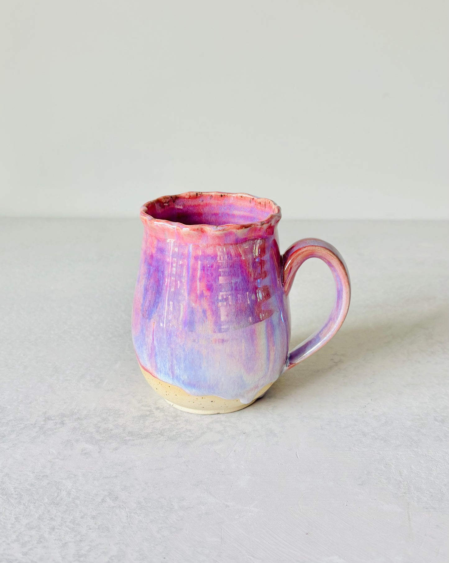 Iridescent Petal Rimmed Mug in Cosmic Rose Glaze (16 fl oz)