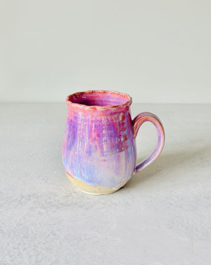 Iridescent Petal Rimmed Mug in Cosmic Rose Glaze (16 fl oz)