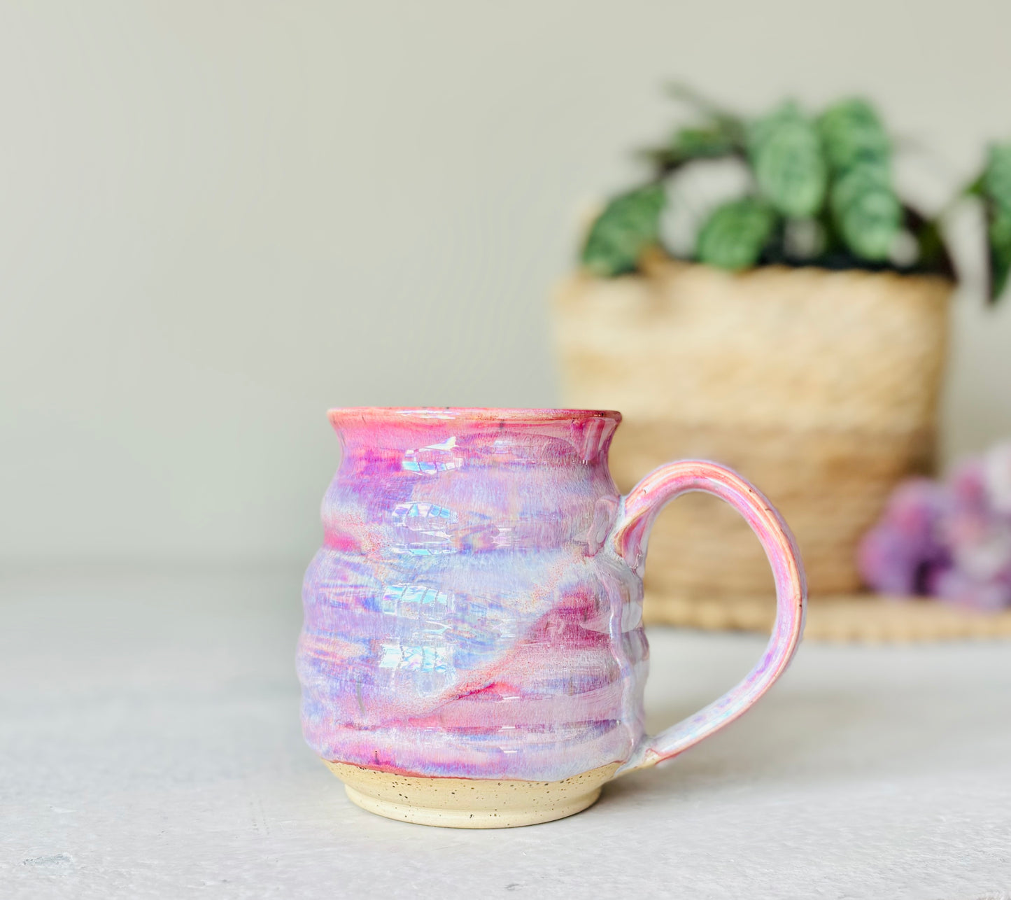 Iridescent Bubble Mug in Cosmic Rose Glaze (14 fl oz)