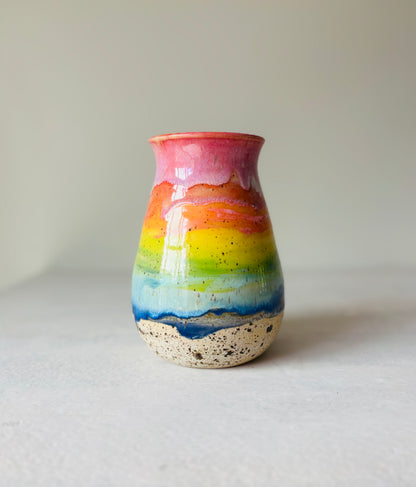 Bright Rainbow Striped Vase