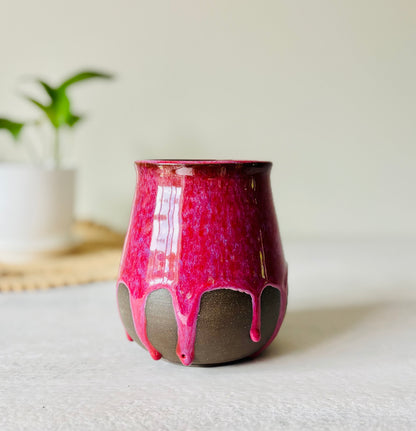 Hot Cherry Pink Drippy Vase