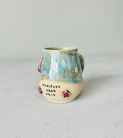 Manifest That Shit Mug in Iridescent Sea Foam Green (12 fl oz) (Second)