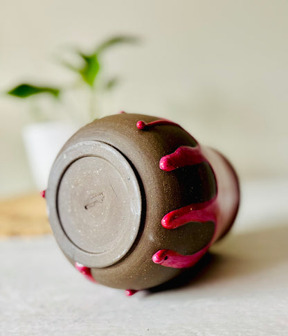 Hot Cherry Pink Drippy Vase