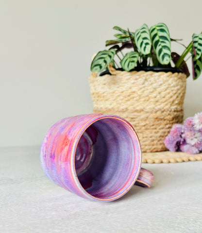 Iridescent Ripple Mug in Cosmic Rose Glaze (16 fl oz)