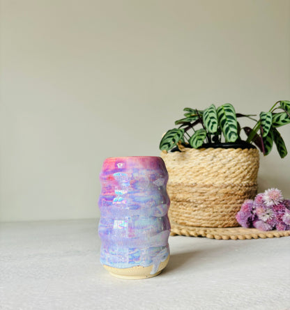 Iridescent Ripple Tumbler in Cosmic Rose Glaze (16 fl oz)