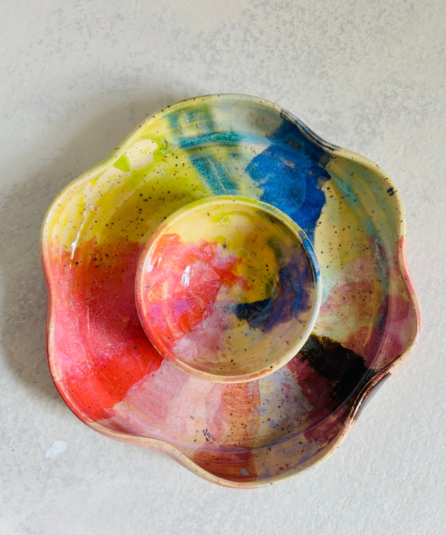 Personal Size Party Platter Rainbow Glaze