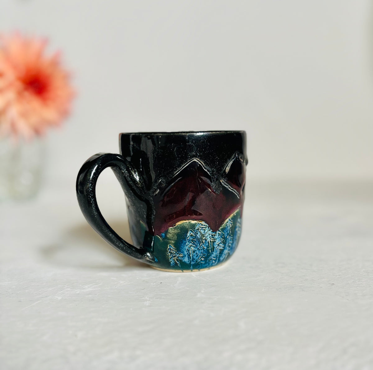 Hand Carved Mountain Scene Mug (11 fl oz)