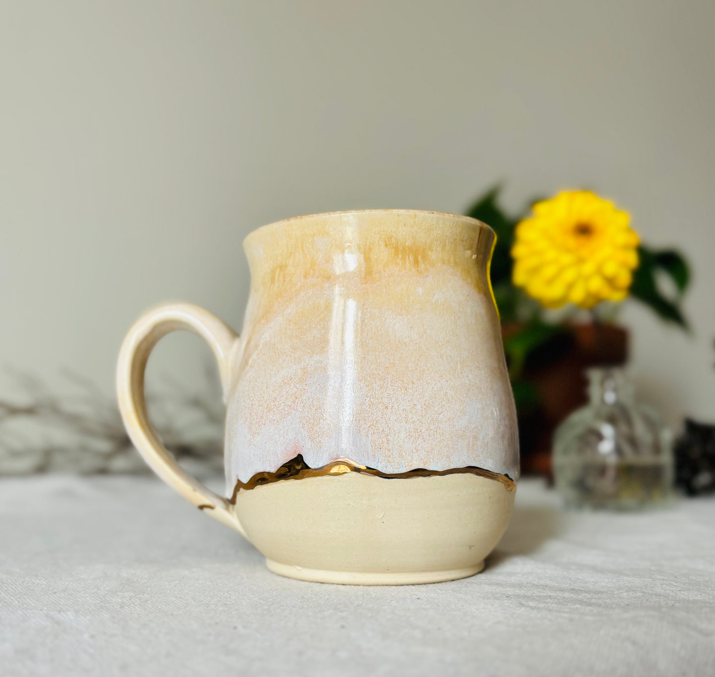 22k Gold Lined Honey & Cream Mug