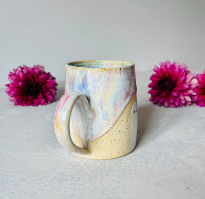 Iridescent Pastel Rainbow & 22k Gold Ghost Mug