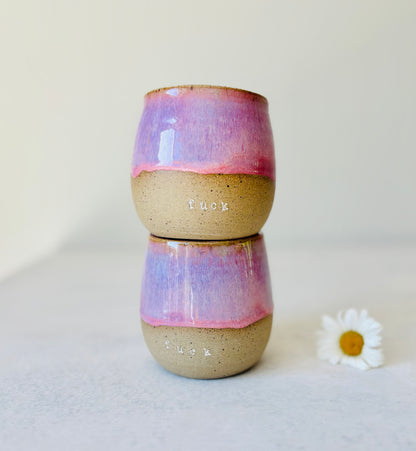 “Fuck” Tumbler in Radiant Rose (2 available) (12-13 fl oz)