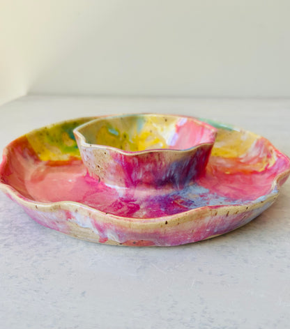 Party Platter in Tie Dye Rainbow