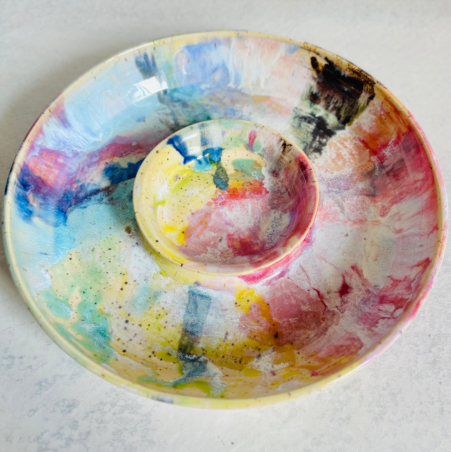 Party Platter Rainbow Splatter Glaze