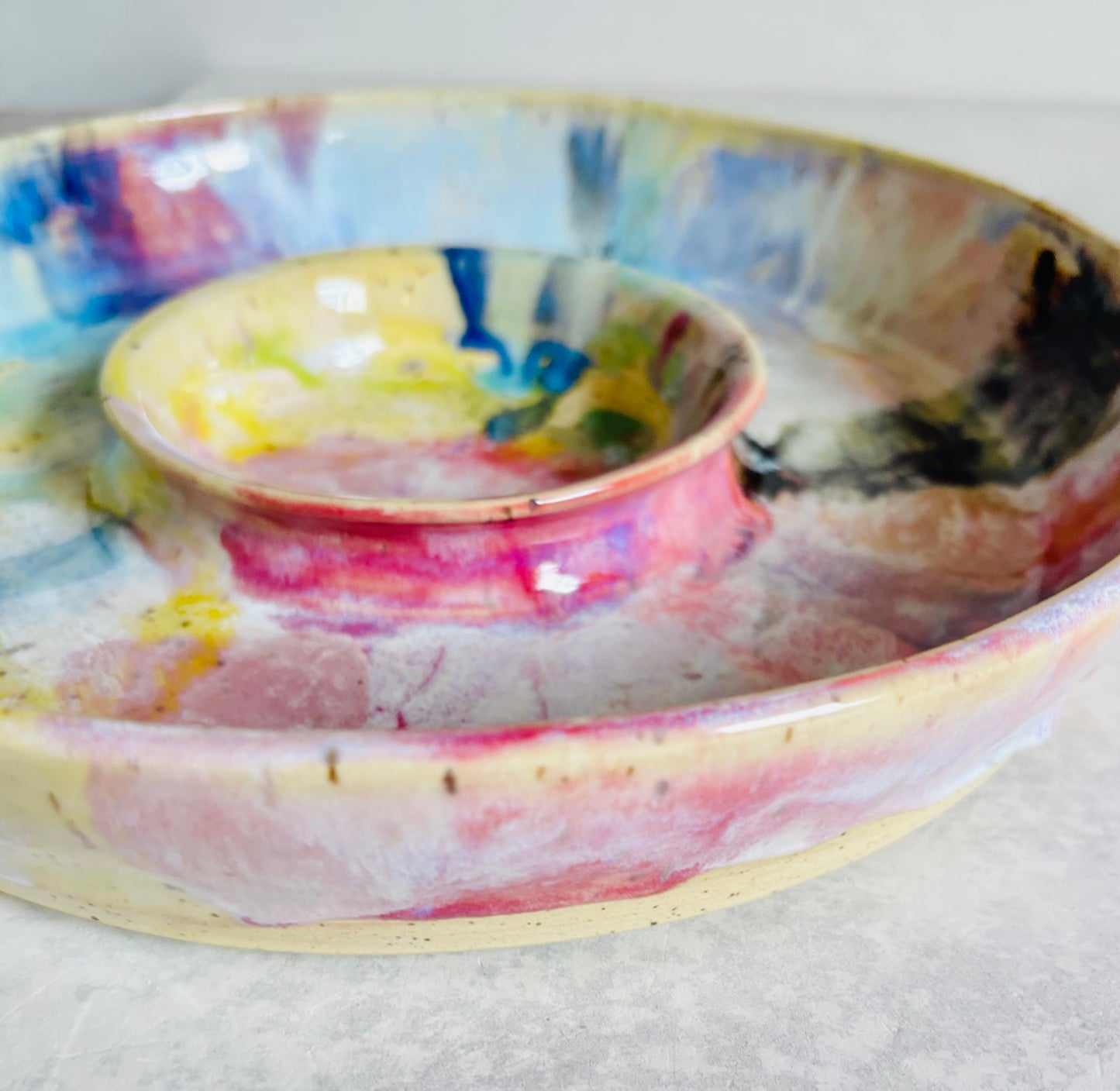 Party Platter Rainbow Splatter Glaze