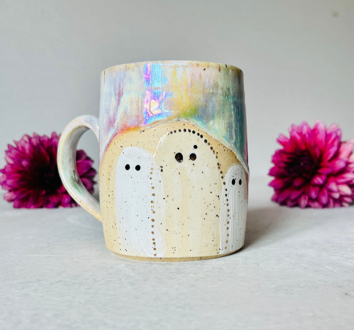 Iridescent Pastel Rainbow & 22k Gold Ghost Mug