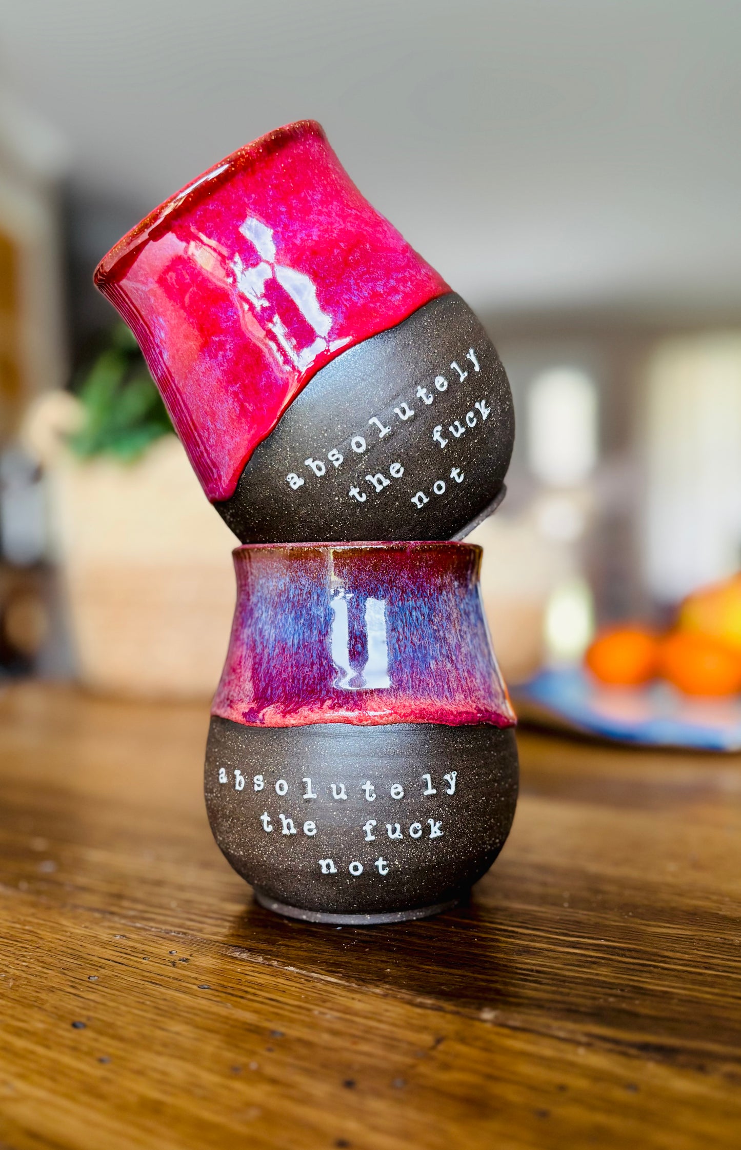 Pre-Order: Absolutely the Fuck Not Mug Hot Cherry Glaze on Black Clay (10-12 weeks)