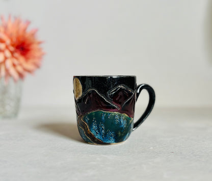 Hand Carved Mountain Scene Mug (11 fl oz)