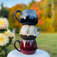 13.5 floz  Chrome & Black Stoneware Pumpkin Mug