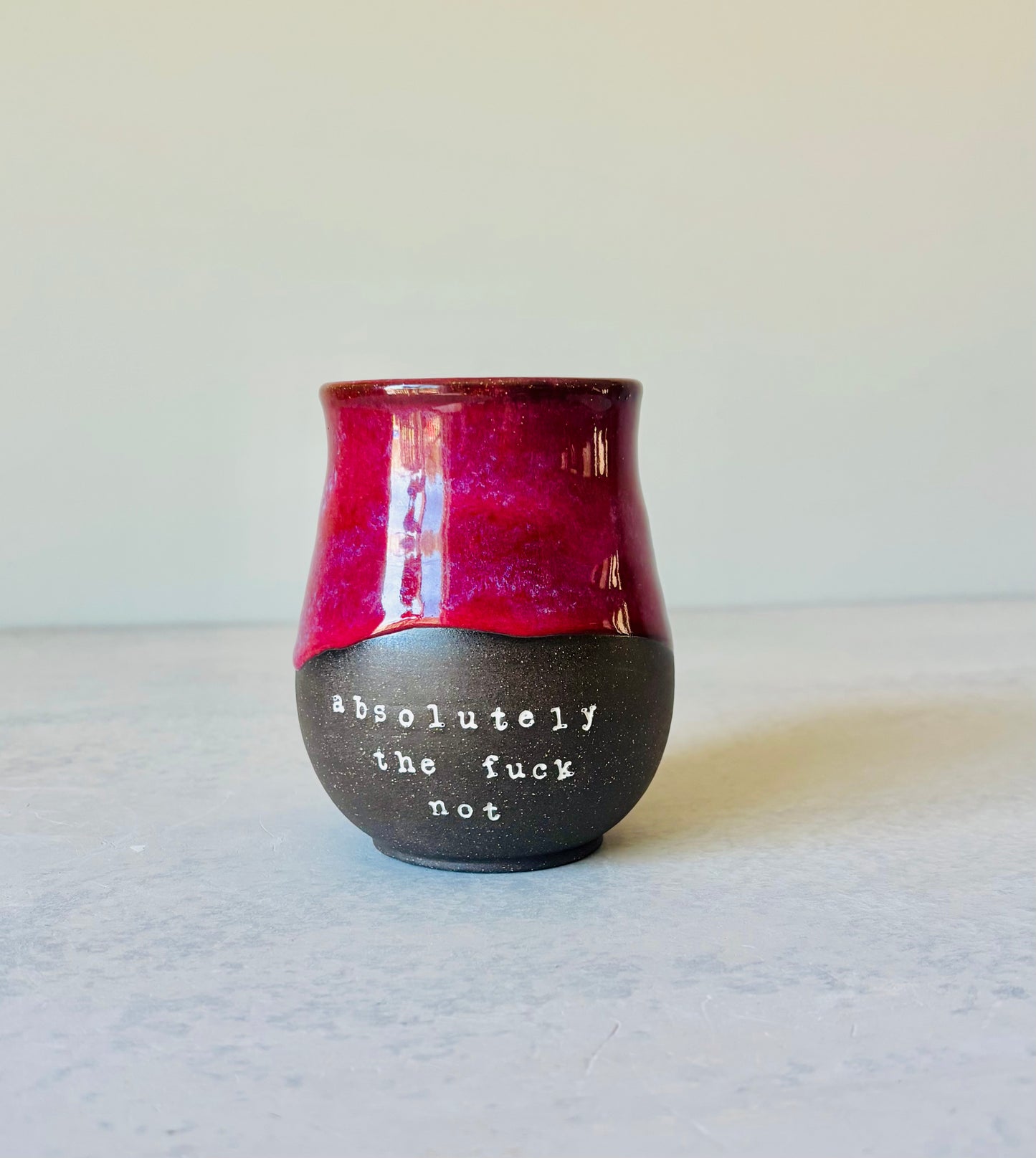 Pre-Order: Absolutely the Fuck Not Mug Hot Cherry Glaze on Black Clay (10-12 weeks)