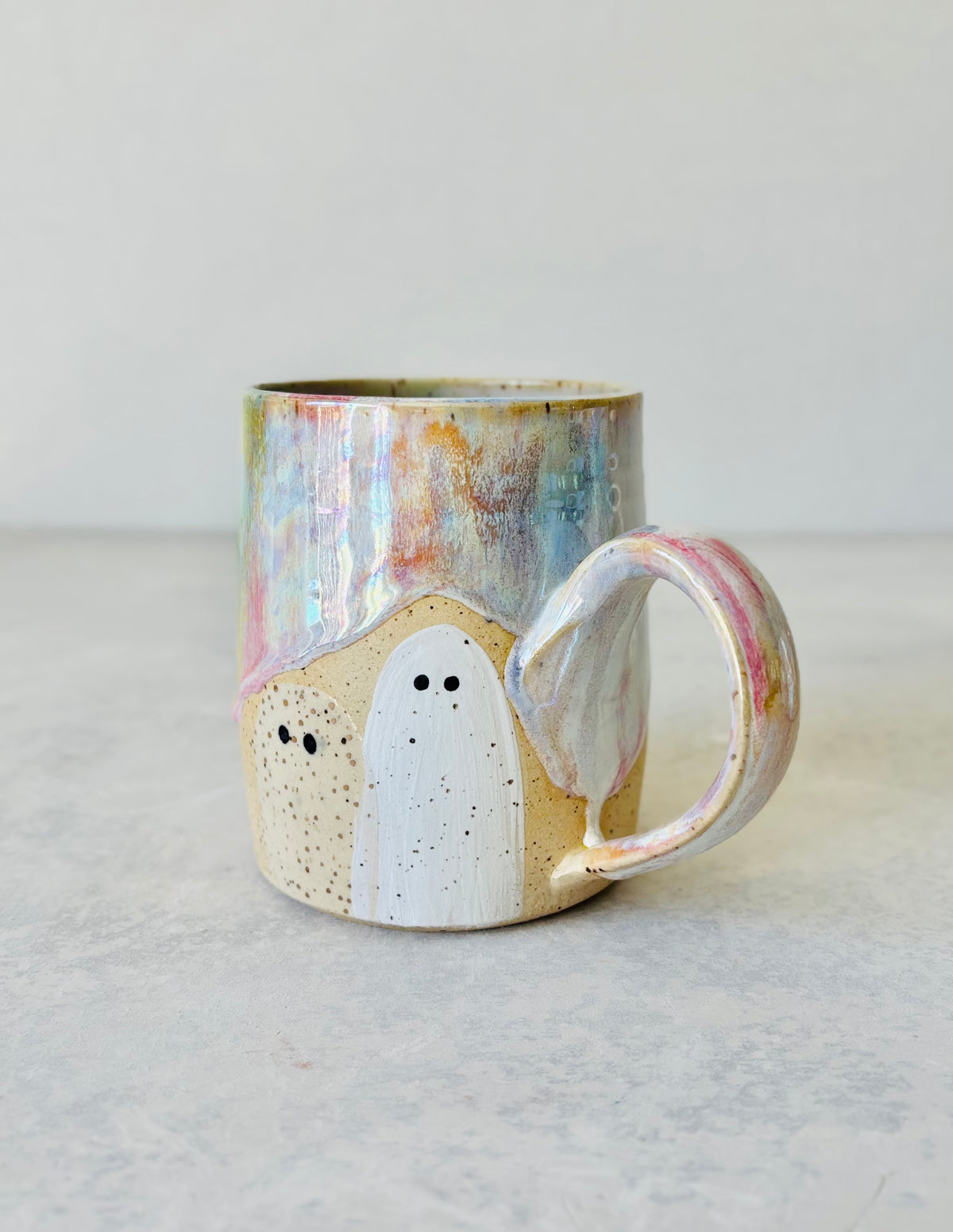 Iridescent Pastel Rainbow & 22k Gold Ghost Mug
