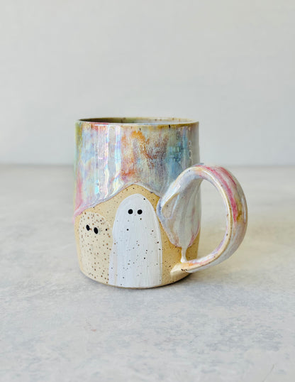 Iridescent Pastel Rainbow & 22k Gold Ghost Mug