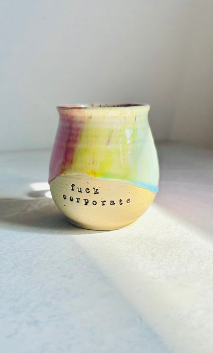 Fuck Corporate Rainbow Mug