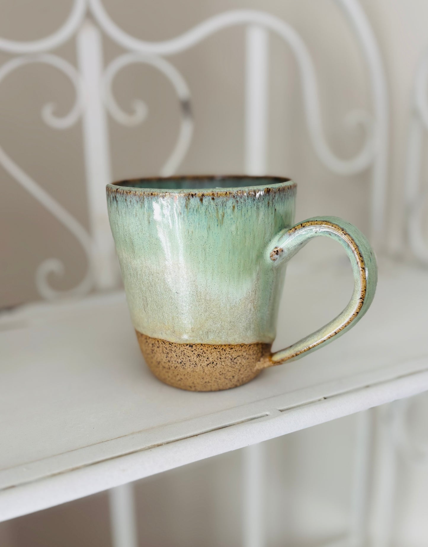 Soft Sage Mug in Brown Speckled Stoneware(15 fl oz)