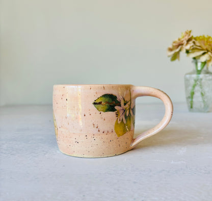 Peachy Lemon Mug 22k Gold Detail