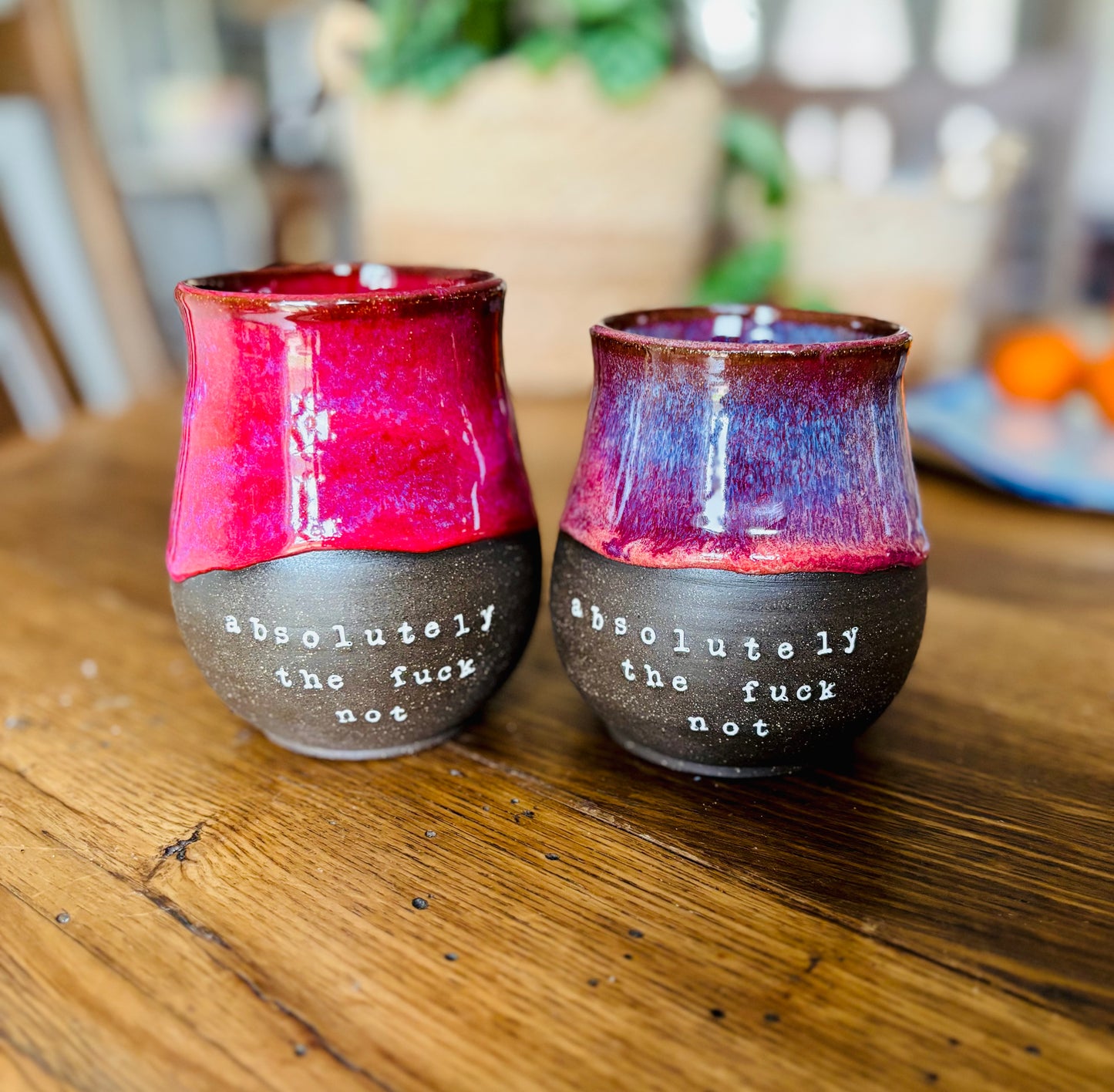 Pre-Order: Absolutely the Fuck Not Mug Summer Berry Glaze on Black Clay (10-12 weeks)