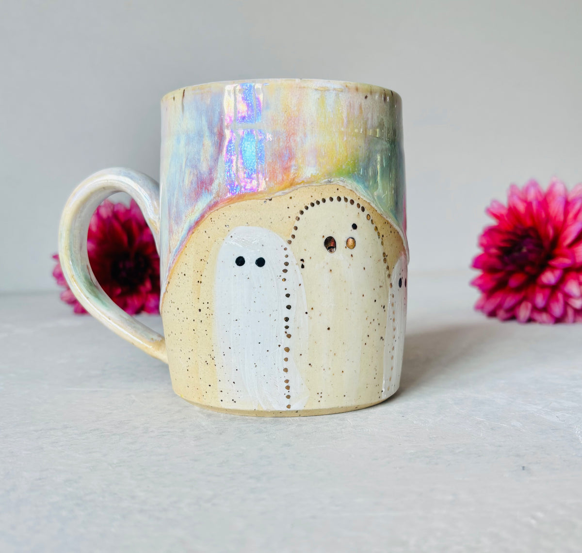 Iridescent Pastel Rainbow & 22k Gold Ghost Mug