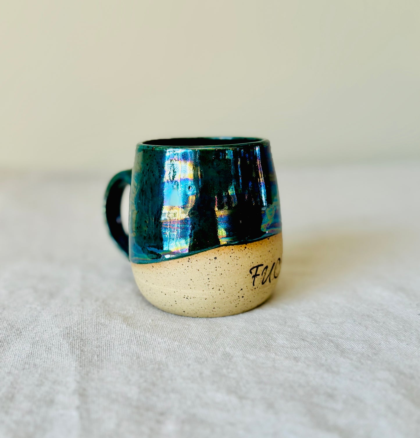 Iridescent “Fuck” Deep Turquoise Mug