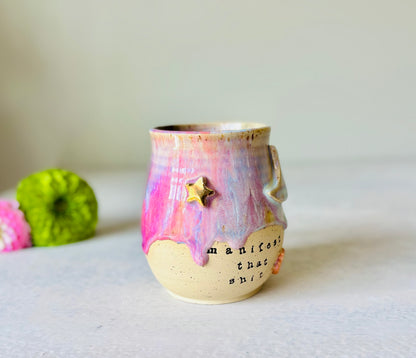 PREVIEW: Release Date is October 11th, 6pm est for Instagram subscribers, 7pm est for the public: Manifest That Shit 22k Gold & Rainbow Mug