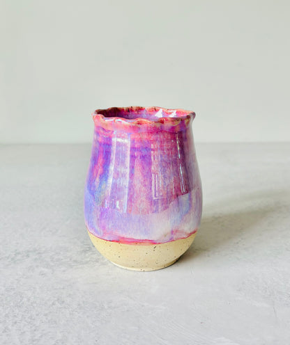 Iridescent Petal Rimmed Mug in Cosmic Rose Glaze (16 fl oz)
