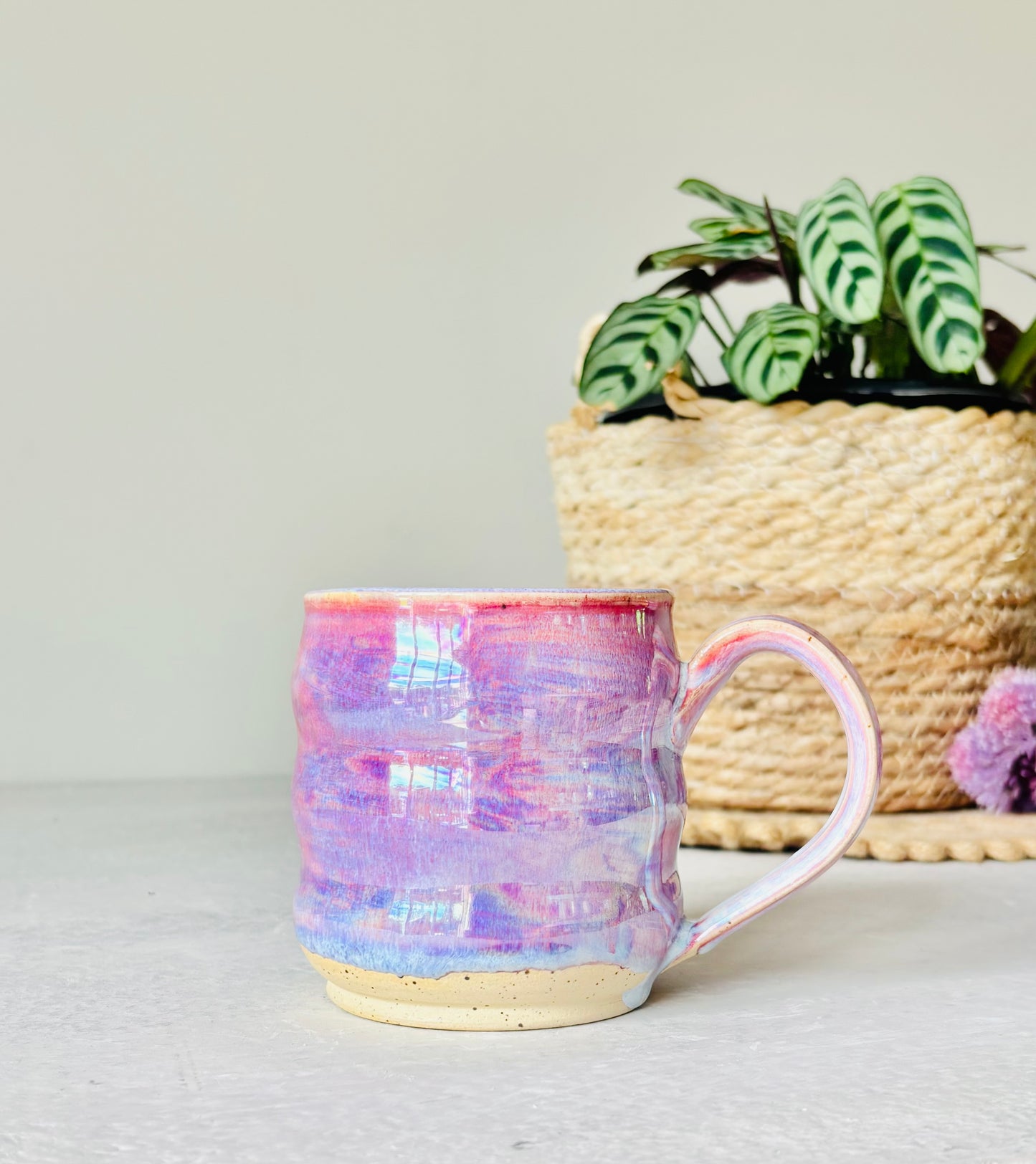 Iridescent Ripple Mug in Cosmic Rose Glaze (16 fl oz)